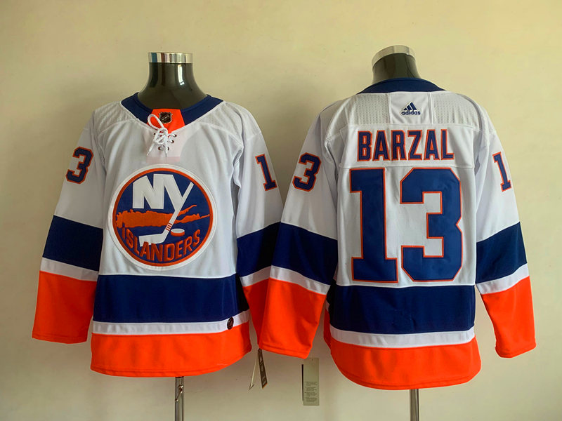 Men's New York Islanders Mathew Barzal #13 White Jersey